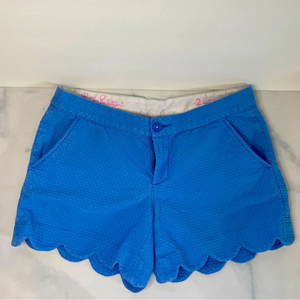 EUC Lilly Pulitzer Blue The Buttercup Short Size 2 100% Cotton Shorts